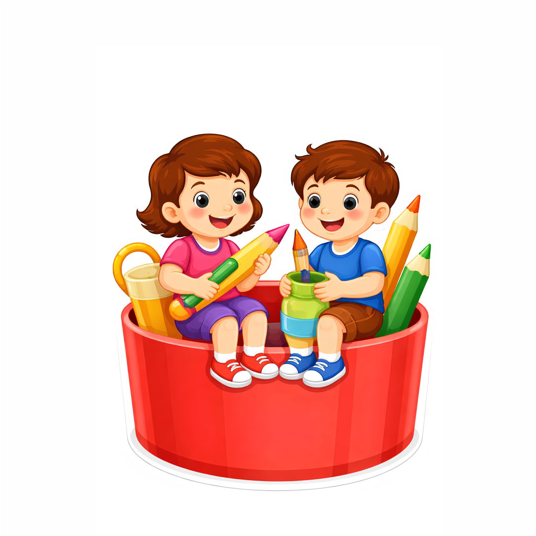 Happy Kids Learning and Coloring Poster