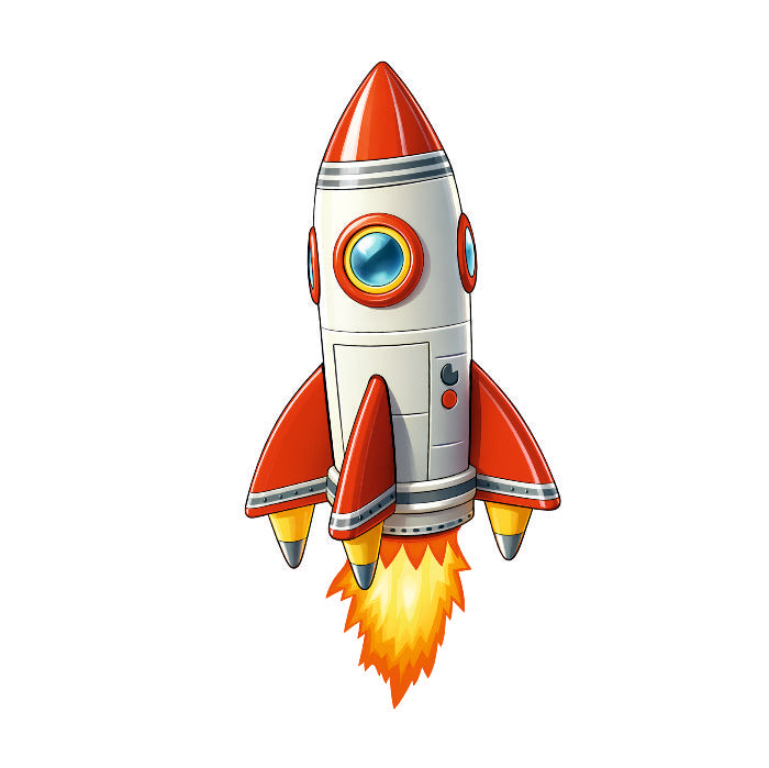 Cute Space Rocket Cartoon Poster