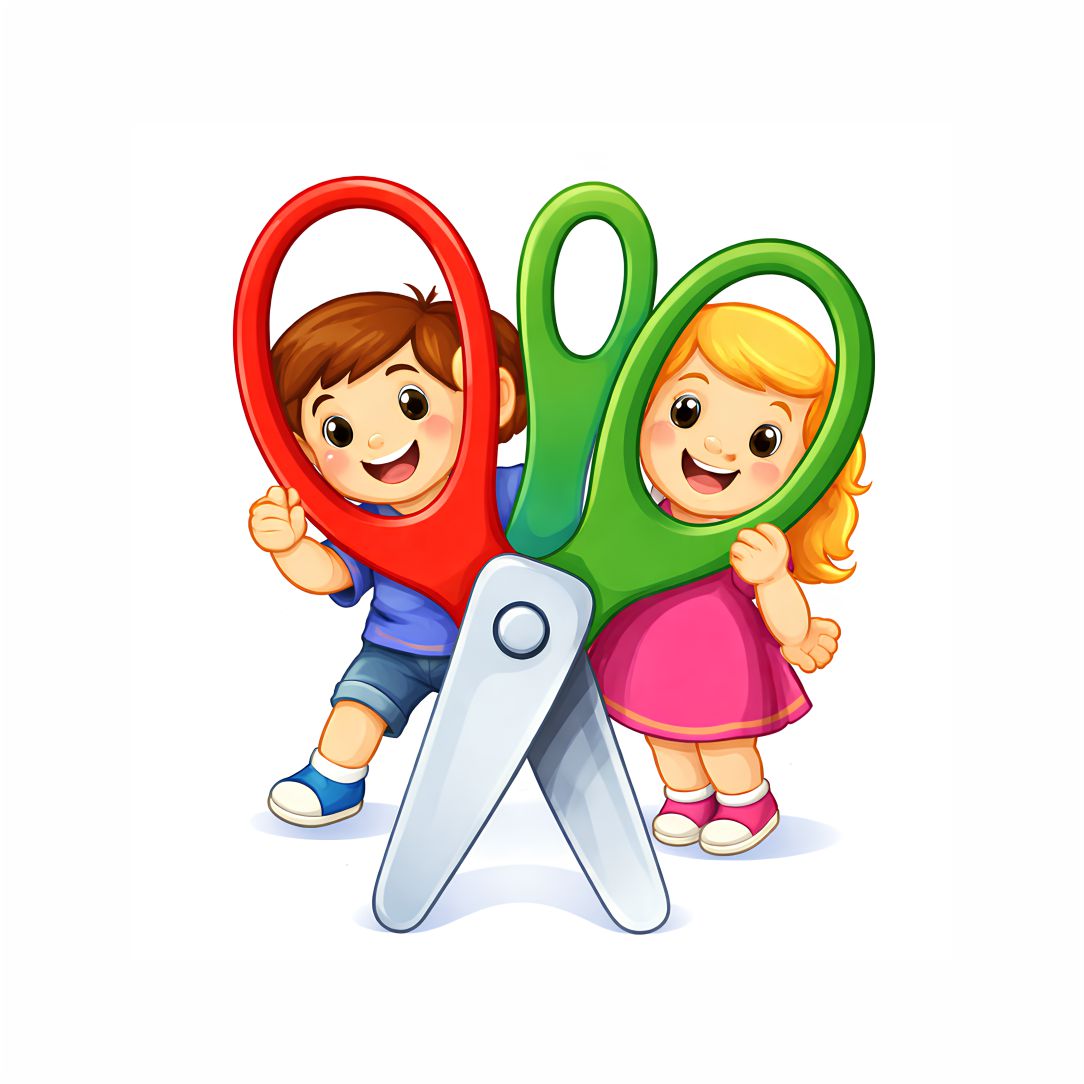 Cute Kids Craft and Scissors Fun Poster