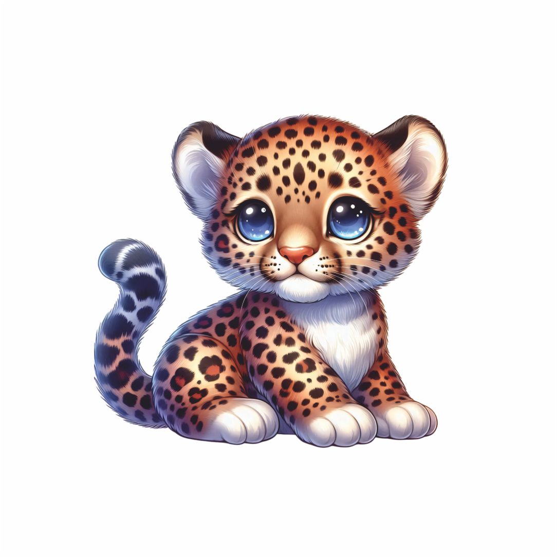 Cute Baby Leopard Cartoon Poster