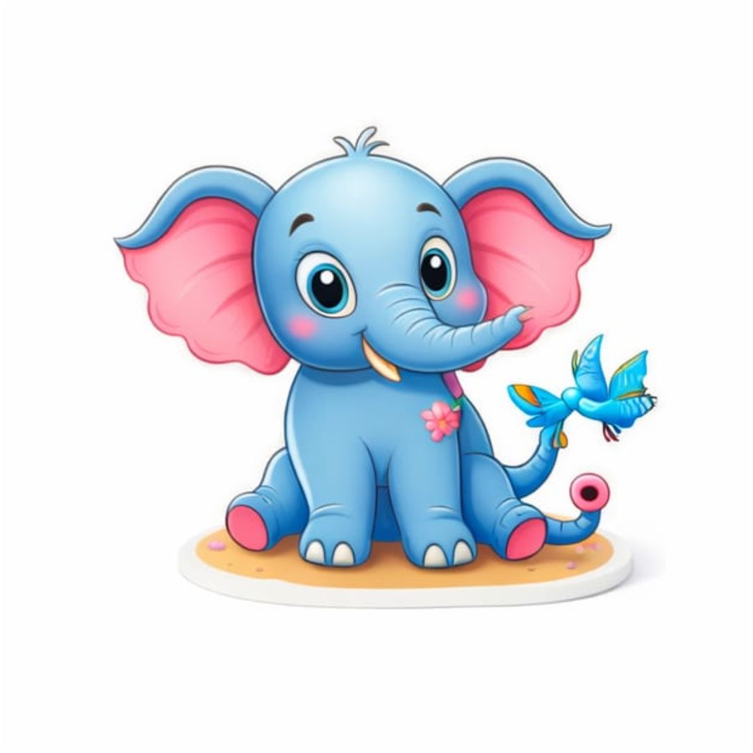 Cute Baby Elephant Cartoon Poster