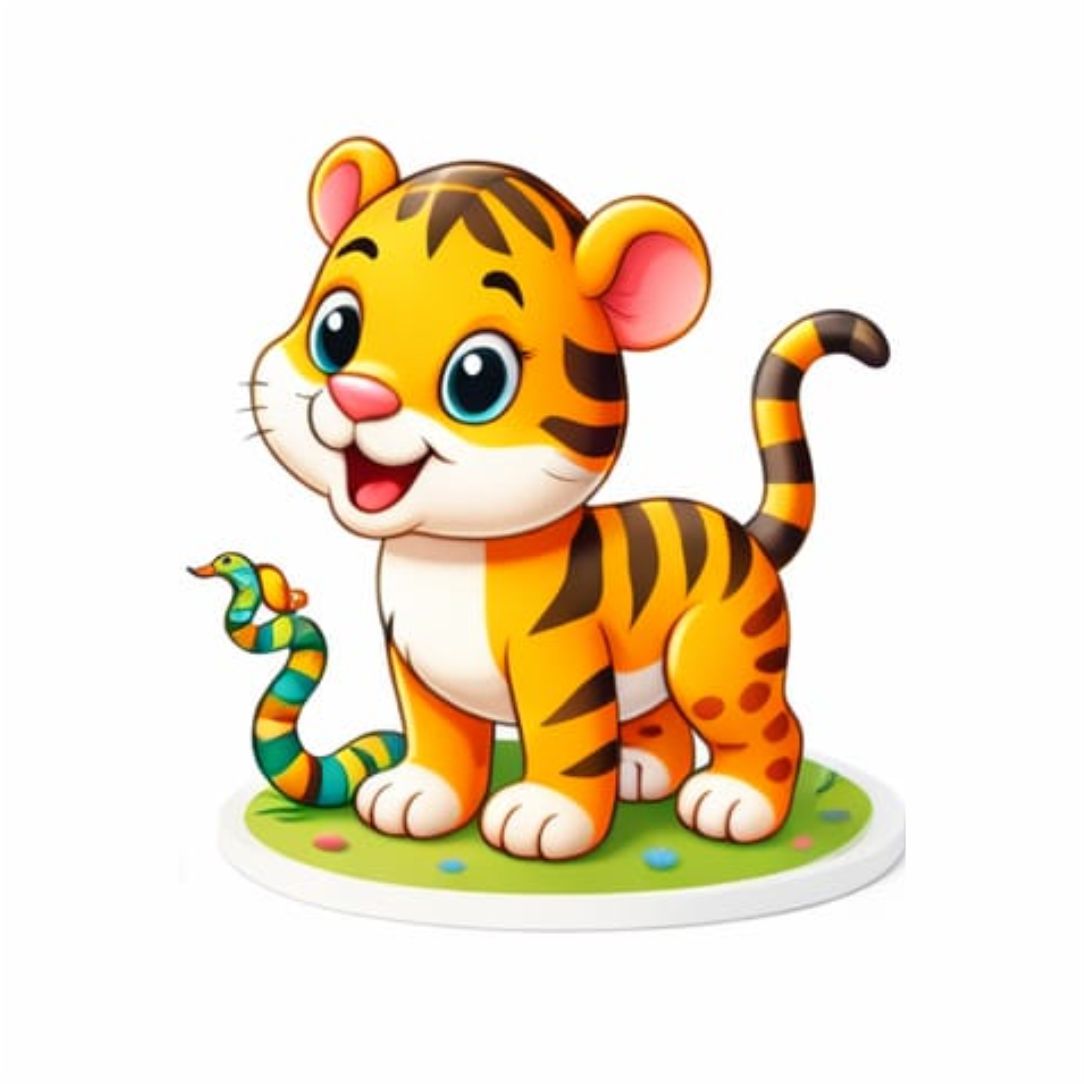 Cute Tiger and Snake Friendship Poster