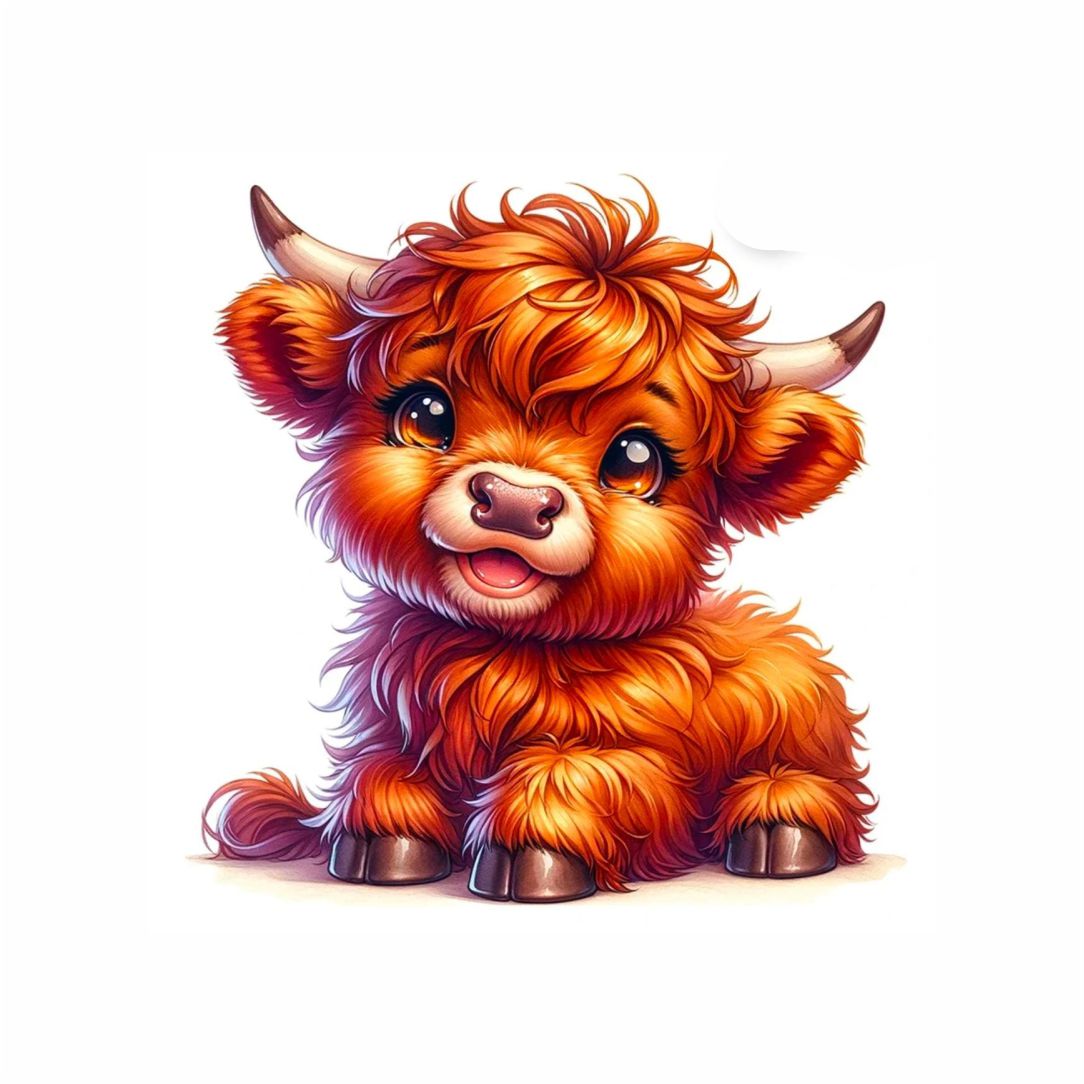 Cute Fluffy Baby Highland Cow Poster