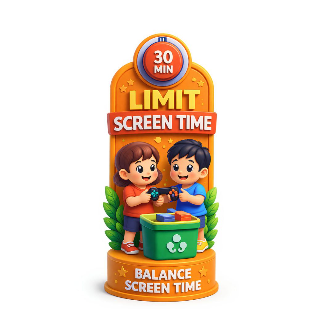 Limit Screen Time Poster for Kids