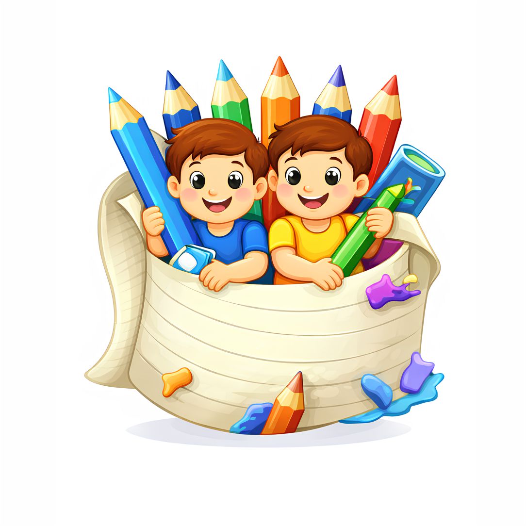 Creative Kids with Colorful Pencils Poster for Learning