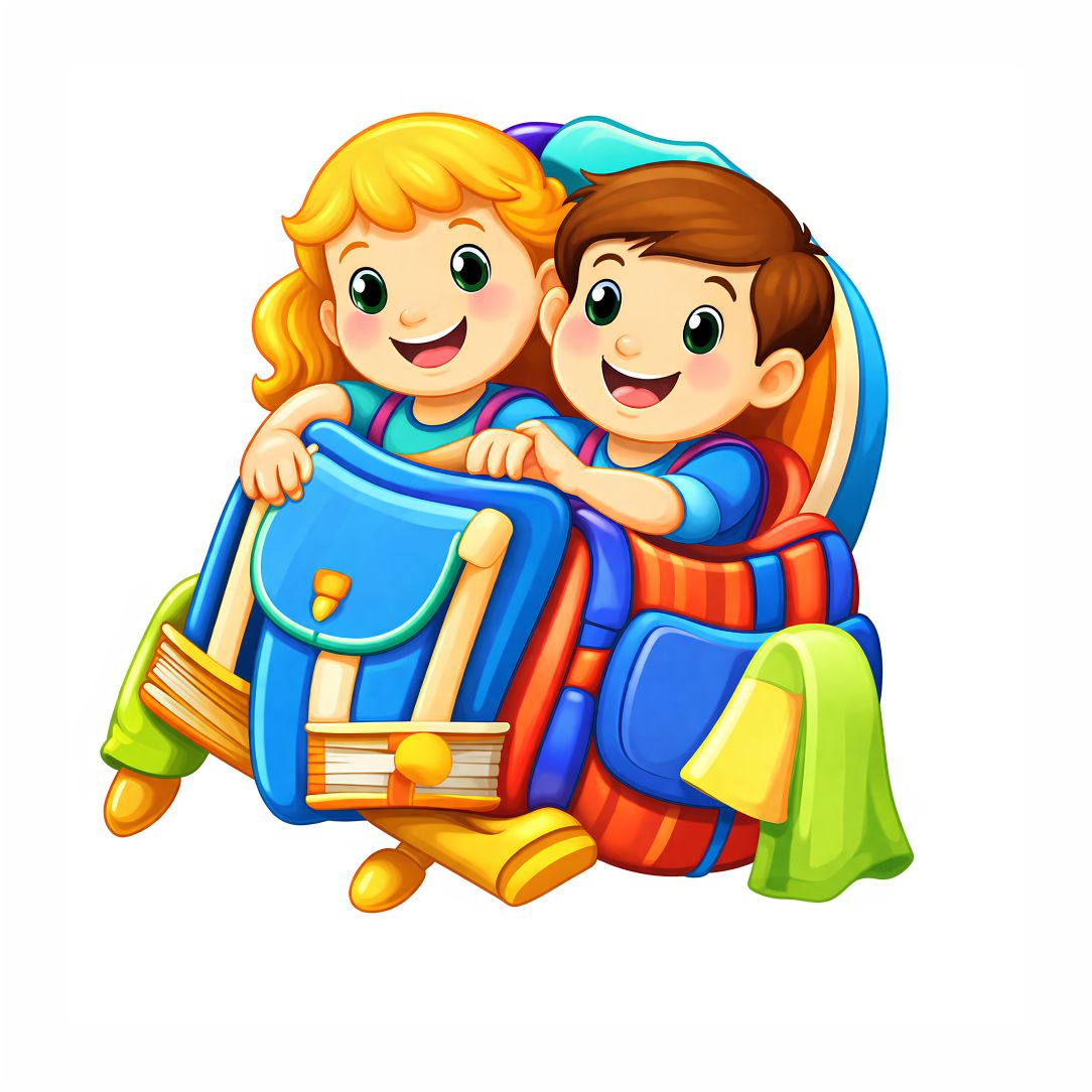 Happy School Friends Backpack Poster