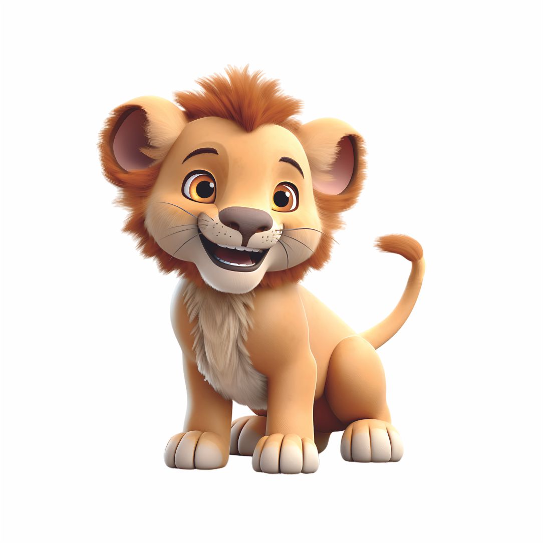 Cute Baby Lion Cartoon Illustration  Poster