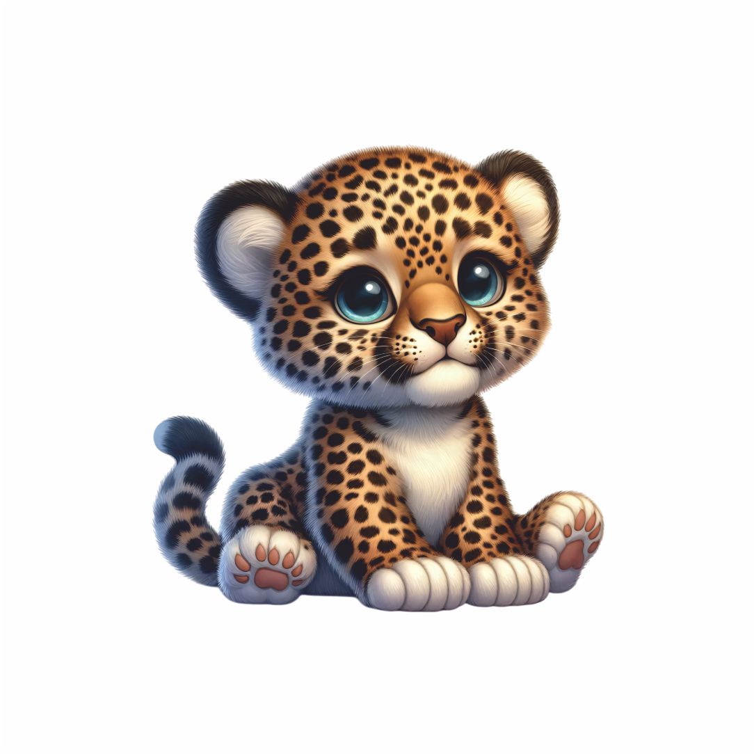 Cute Baby Leopard Cartoon Poster
