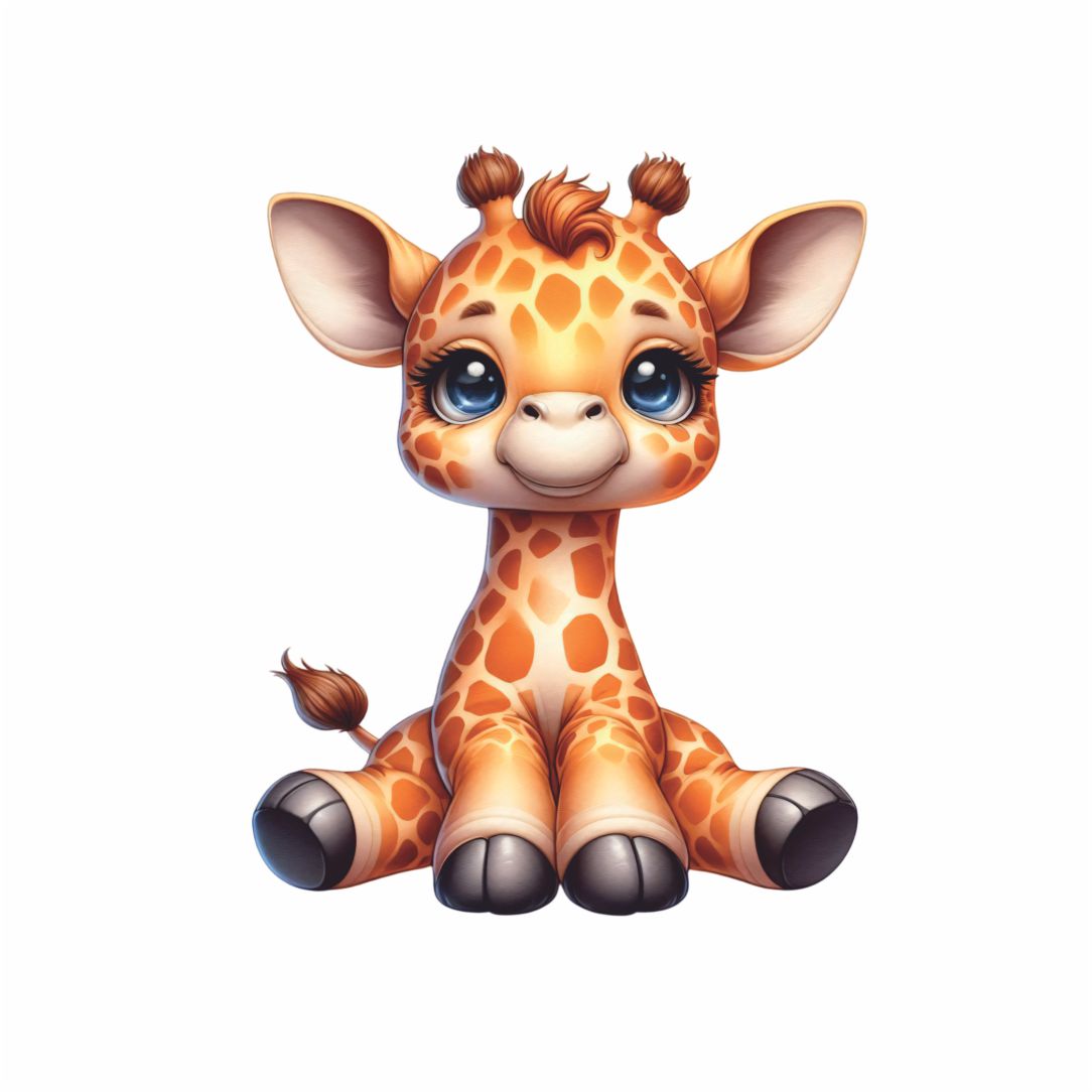 Cute Baby Giraffe Cartoon Poster