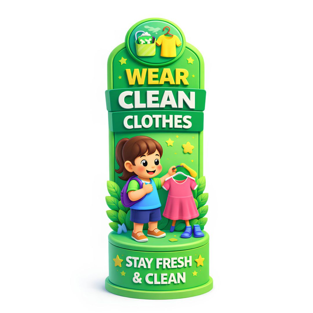 Wear Clean Clothes – Hygiene Poster for Kids
