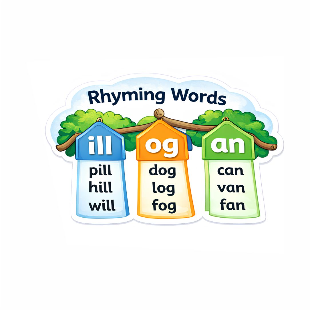 Colorful Rhyming Words Poster for Kids